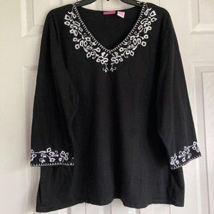 Pappagallo Embroidered Top 1X